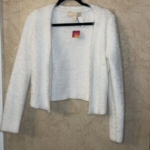 Rich & Famous White Fuzzy Cardigan Size Medium